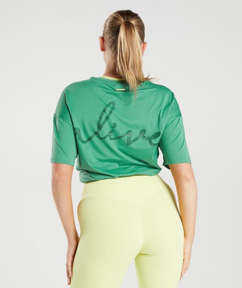 Women's Gymshark Whitney Oversized T-Shirts Green | CA D358A7